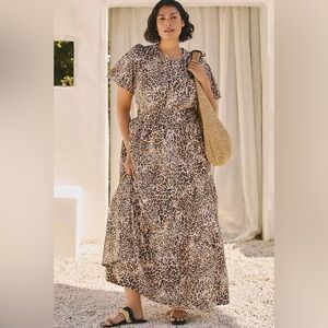 Anthropologie The Somerset Maxi Dress Leopard Animal Print 1X NWTS